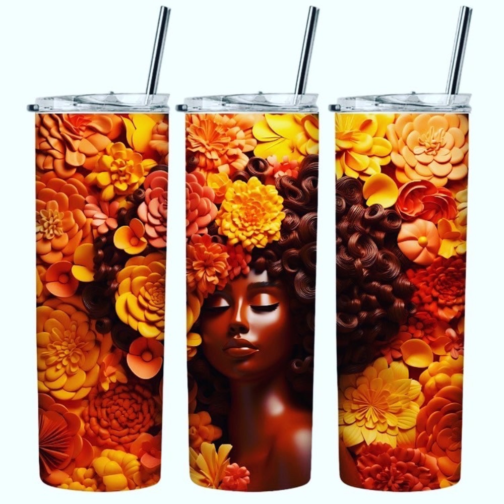 2 Sublimation Tumbler Wraps Ready To Press Transfers - Black Melanin Sista